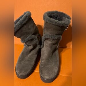 Louis Vuitton Grey Winter Rain Boots with Decorative Buckles